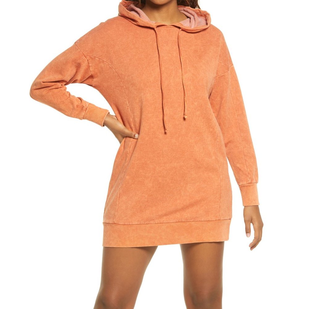 Women's Bp. Women's Washed Sweatshirt Dress, Size‎ X-Small - Brown 4186
